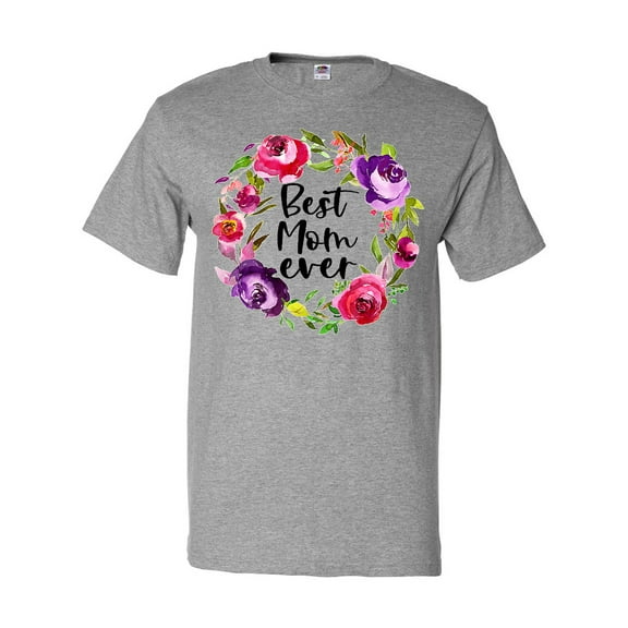 Inktastic Mother's Day Best Mom Ever with Floral Wreath T-Shirt