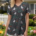 thumbnail image 7 of GEWSEY Easter Scrub Tops Women Plus Size Bunny Egg Print Scrubs Short Sleeve V Neck Holiday Nurse Uniforms with Pockets (Dark Gray, L), 7 of 7