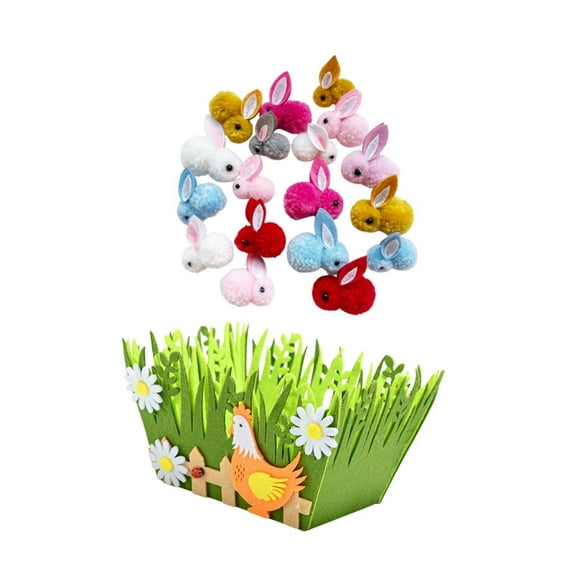 Rongfmy Prefilled Easter Basket Basket Stuffers Fillers Organizer Gift Stuffed Animals Rabbits for Holiday Adults Boys Girls Children Grass Hen