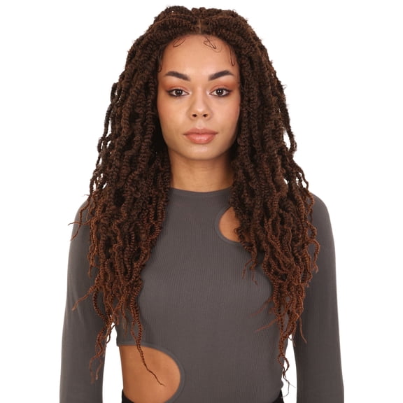 LUXLUXE Minia Curly Braid 27 inch Long 4X4 Hand Tied Lace Braid Braided Wig, Beauty Heat Resistant Fiber BLB-0155 (Black to Copper Blonde blend)