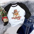 thumbnail image 2 of Camiseta de Navidad para mujer, temporada festiva, regalo para amantes, camiseta de manga larga, camiseta con costuras a juego de colores para mujer Pompotops gfhjh4439, 2 of 7