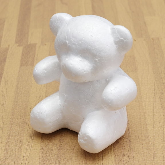 DEEPCRAFF 2-Pack White Foam Bear Figures for Craft Painting, Party Decor, Kids' Animal Ornaments and Projects