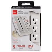 RCA PSWTS6F Wall Tap Surge Protector with 6 Swivel Outlets White
