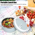 thumbnail image 3 of Portable Insulated Bento Container, Stackable Stainless Steel Food-Grade Lunch Box Set, Leak & Spill Proof, Keep Food Warm, For Office Outdoor Travel, Ergonomically Designed (Blue), 3 of 8