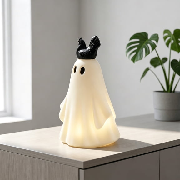 zpqytgj Ghost Chicken Figurine Light Halloween Tabletop Decor With Warm Glow Home