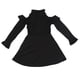 thumbnail image 1 of Vestido corto de corte A Nikou con hombros descubiertos manga larga acampanada color negro talla L, 1 of 15