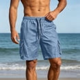 thumbnail image 5 of Men's Casual Denim Shorts Ndbuld Men's Ripped Denim Shorts & Jeans Summer Casual Classic Straight Distressed Ripped Short Jeans Blue,M, 5 of 9