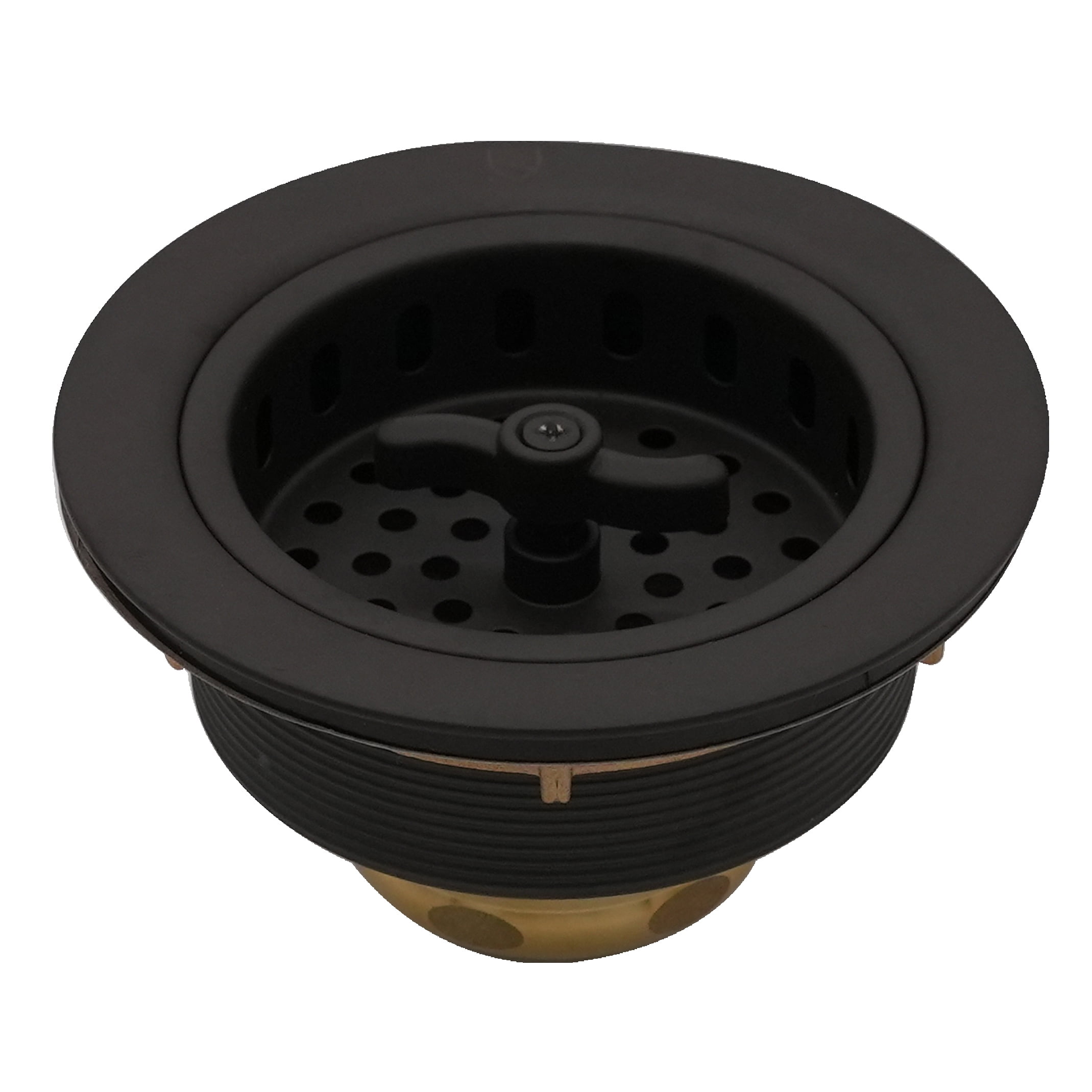 Westbrass COMBO PACK 3-1/2" Wing Nut Style Sink Strainer and Extra-Deep Waste Disposal Trim, Matte Black