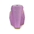thumbnail image 2 of BLISSFUL STEP Sandales à Talons Compensés à Enfiler à Plateforme Pailletée pour Femmes Violet 5,5, 2 of 7
