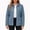 Light Blue, variant on Women's Collared Waist Defined Quilted Jacket, Long Sleeve Button Down Coat with Patch Pockets, Sizes S-3XL