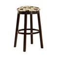 thumbnail image 1 of The Furniture King Bar Stool 29" Tall Wood Dark Brown Espresso Kitchen Game Room Swivel Seat Stool Featuring the Choice of Your Favorite Novelty Theme Fabric Covered Seat Cushion (Wine Glasses), 1 of 1