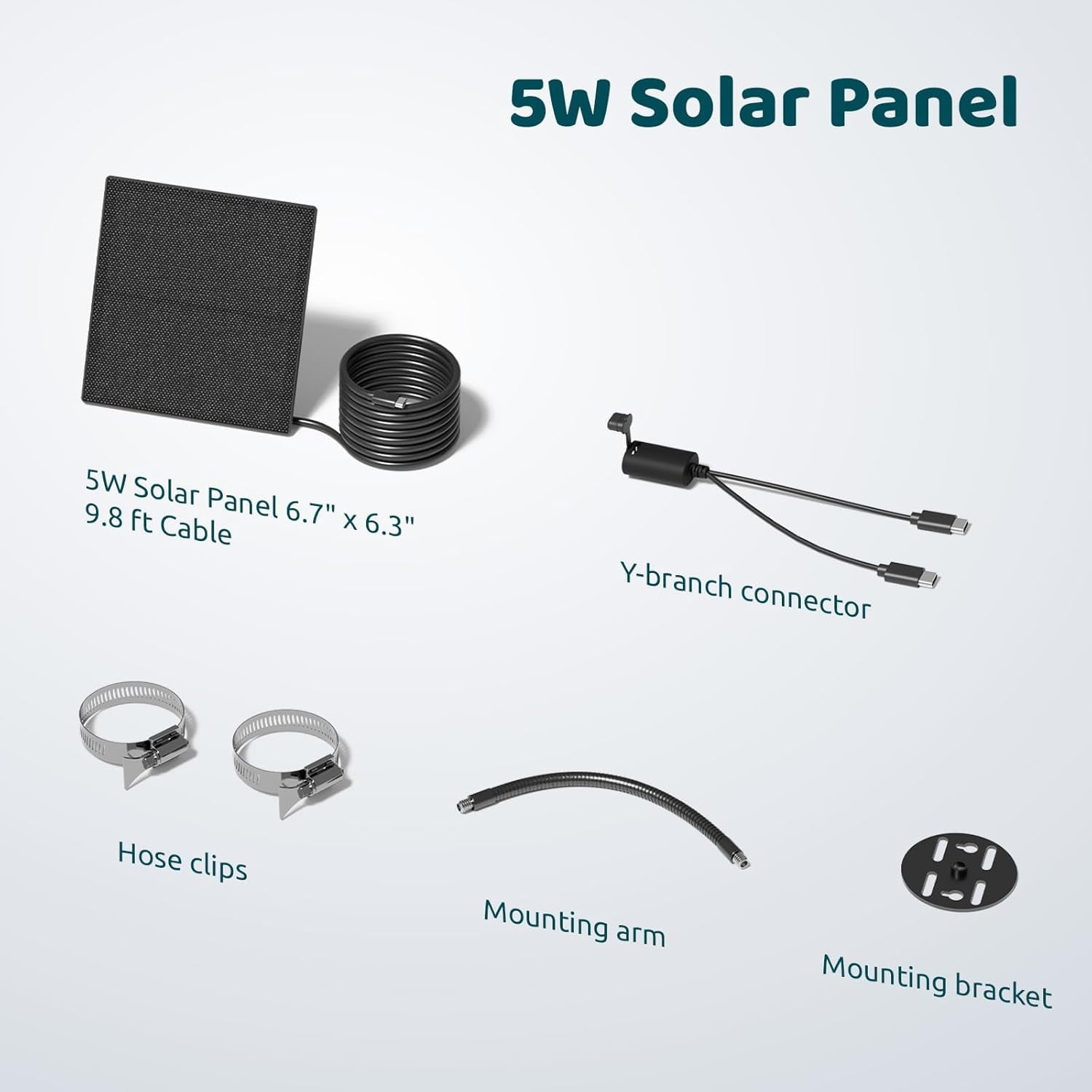 Netvue Type C Solar Panel for Birdfy, IP65 Waterproof for Outdoors, 5W Continuously Power Supply, 360° Swivel Bracket
