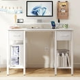 thumbnail image 5 of Computer Desk with Drawers, 42 Inch Home Office Desk Study Writing Table, Gaming Desk with USB Power Outlets, Office Desk with Fabric Drawer, Work Table with Shelf for Bedroom, White, 5 of 10