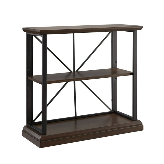 Leick Home 11832-DEMB Finnick Mixed Metal and Wood Adjustable Bookshelf, Dark Earth/Matte Black