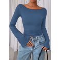 thumbnail image 2 of Top Corto de Manga Larga PRETTYGARDEN para Mujer Gris Azul XS, 2 of 8