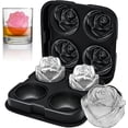 thumbnail image 1 of Silicone Ice Cube Tray with Lid, 4 Compartment Pink Silicone Ice Hockey Maker, Large Fancy Pink Cocktail Whiskey Ice Cube Mold, Fridge and Homemade Ju, 1 of 5