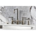 thumbnail image 2 of Kingston Brass KS8286CMLBS Manhattan Two-Handle 4-Hole Deck Mount Bridge Kitchen Faucet with Brass Side Sprayer in Polished Nickel, 2 of 8
