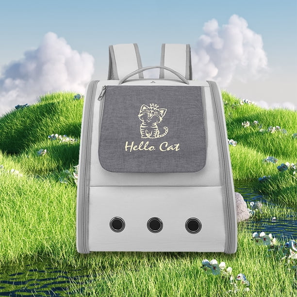 Mochila Transportadora Para Mascotas Mochila para mascotas Bolsa de transporte para mascotas de tela Oxford Accesorios para mascotas (gris claro) Sywqhk Libre de BPA