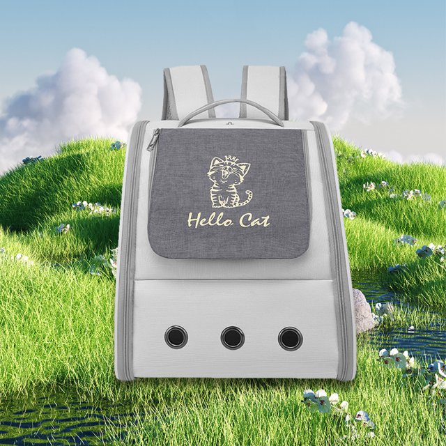 Mochila Transportadora Para Mascotas Mochila para mascotas Bolsa de transporte para mascotas de tela Oxford Accesorios para mascotas (gris claro)