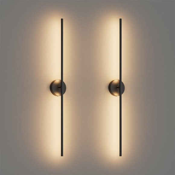 Candelabros de pared Coinmit Modern, juego de 2 unidades, 3000 K, 100 cm, color negro