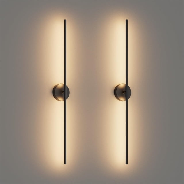 Candelabros de pared Coinmit Modern, juego de 2 unidades, 3000 K, 100 cm, color negro