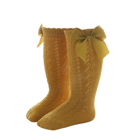 

Socks for Girls Knee High 1 Pack Bow Long Ruffled School Leggings Slipper Socks