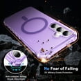 thumbnail image 6 of for Samsung Galaxy S24 Magnetic Case, Support Mag-Safe Charging, Anti-Fingerprint Slim Shockproof Rugged Wave Edge Frame Design Phone Case Cover for Samsung Galaxy S24, Purple, 6 of 6