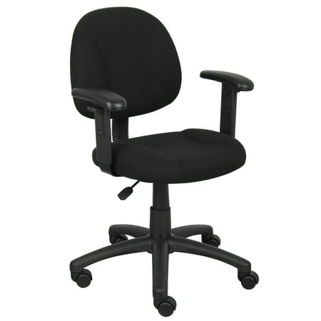 Boss Office & Home Black Perfect Posture Deluxe Office Task Chair with Adjustable (Best Office Chair For Posture)