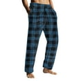 thumbnail image 2 of Havenx Men's Pajama Pants Cotton Plaid Flannel Pajama Bottoms 2025 Trendy Big and Tall Sleeping Pants Elastic Waist Wide Leg Lightweight Lounge Pants,Dark Blue XL, 2 of 6