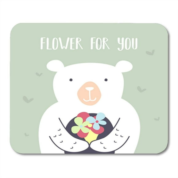 POGLIP Big Lovable Polar Bear Bring Flower to His Lover Mousepad Mouse Pad Mouse Mat 9x10 inch