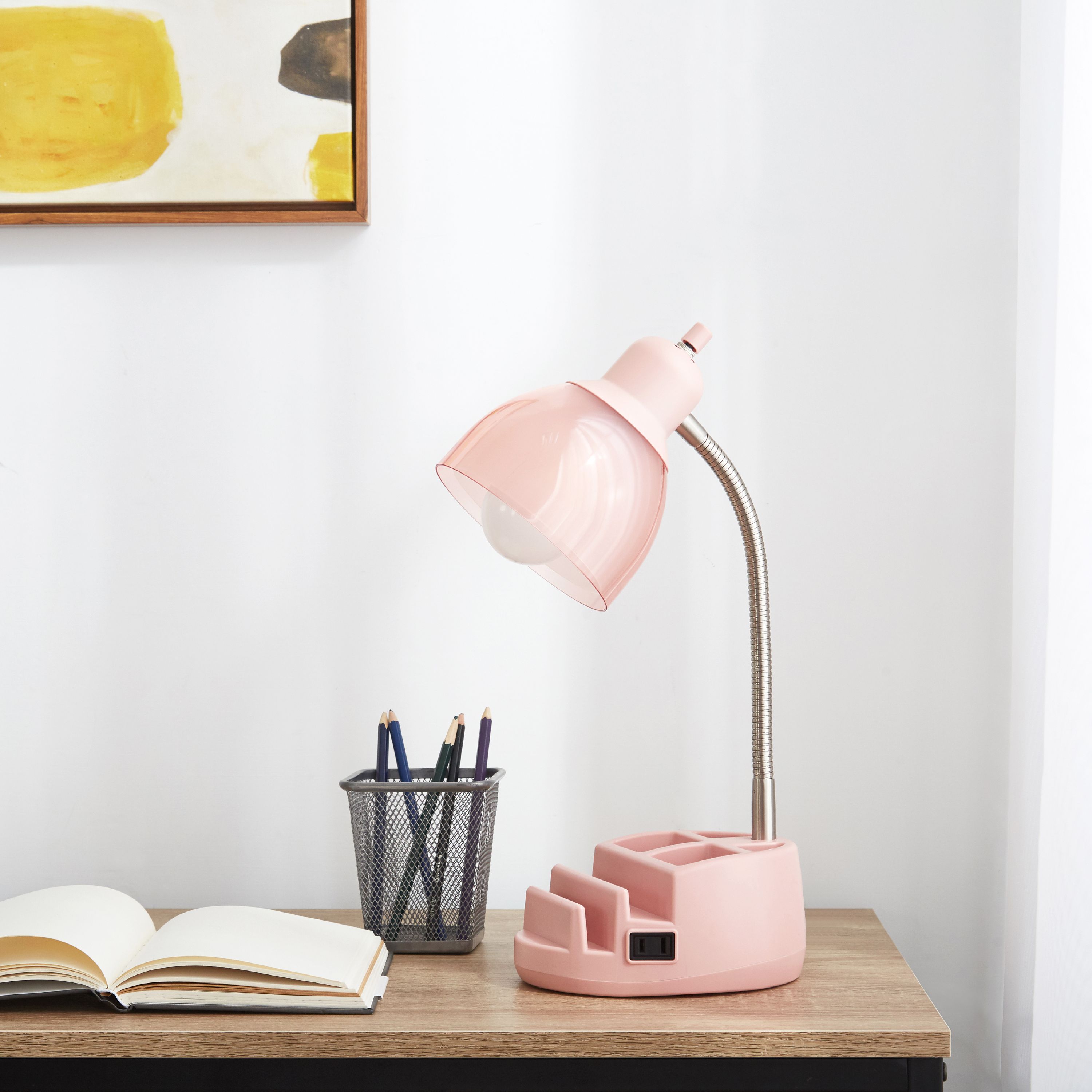 Mainstays Multi-Purpose Organizer Task Lamp, Blush