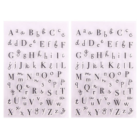 2PCS Alphabet Design Stamp Sheets Transparent Clear Seal Stamps TPR Seal Decorative Stamp for DIY Scrapbooking Craft Photo Album