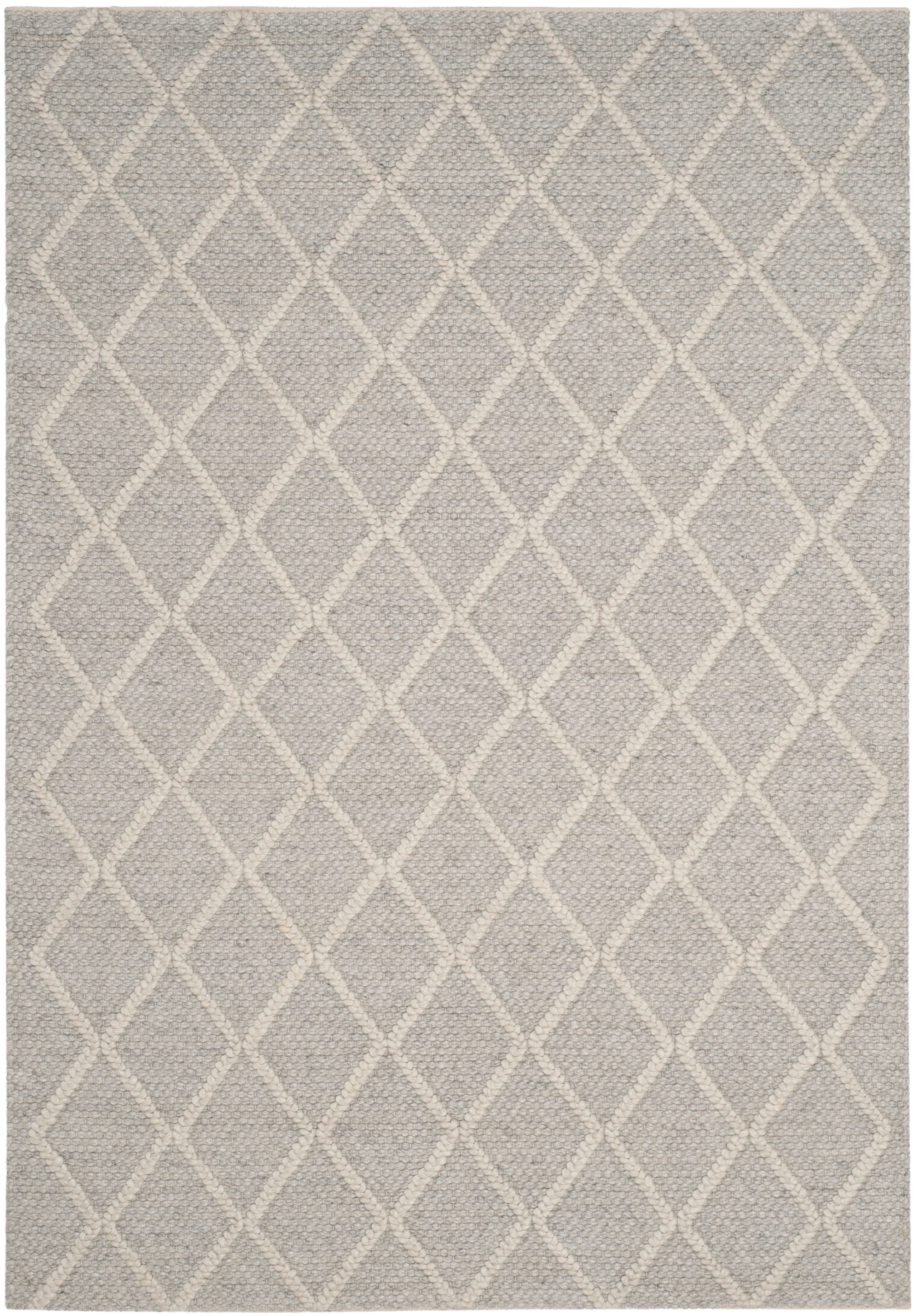 SAFAVIEH Natura Tracery Geometric Diamonds Wool Area Rug, Silver/Ivory, 6' x 9'