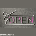 thumbnail image 2 of Craftnamesign Hair Salon Open Neon Sign, Beauty Salon Wall Art, Welcome Hair Salon Sign, 2 of 4