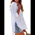 thumbnail image 3 of Sudadera con Capucha para Mujer, de Larga, Cuello en V y Bolsillos, para Playa S, 3 of 8
