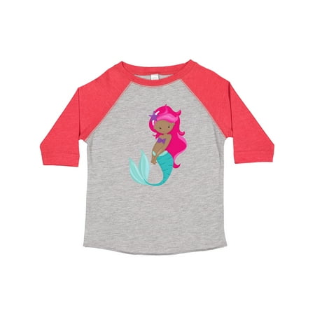 

Inktastic African American Mermaid Pink Hair Starfish Gift Toddler Toddler Girl T-Shirt