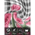 thumbnail image 7 of Pink Tulip Flowers Cloth Napkins Set of 6 Reusable Dinner Napkins, Black Buffalo Plaid Spring Floral Plants Cocktail Napkin Washable Table Napkins for Wedding/Holiday Party/Baby Shower 20"x20", 7 of 7