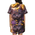 thumbnail image 6 of Fotbe Sunshine Cute Cat Sunflower Print Pajama Set for Women 2 Piece Loungewear Short Sleeve Tops and Shorts Set Soft Sleepwear-3X-Large, 6 of 7