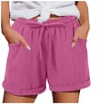 thumbnail image 4 of Womens Shorts 2026 Comfy Summer Drawstring High Waist Cotton Linen Casual Shorts for Women Trendy by Yigetop Hot Pink S, 4 of 6