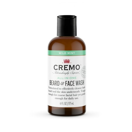 Cremo Mens Beard & Face Wash, Wild Mint Scent, 6 fl oz, All Skin Types
