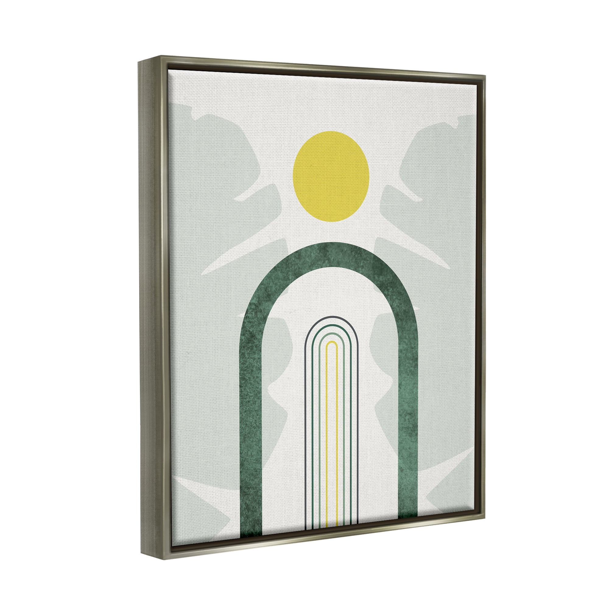 Stupell Industries Green Arches Tropical Abstraction Abstract Painting Gray Floater Framed Art Print Wall Art