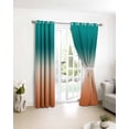 thumbnail image 3 of Teal Burnt Orange Ombre Blackout Curtains for Bedroom/Living Room, Thermal Insulated Kitchen Curtains, Modern Gradient Abstract Art Grommet Darkening Window Treatment Drapes 42"x84"x2, 3 of 8