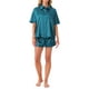 thumbnail image 2 of Conjunto de pijamas para mujer INSPIRE CHIC, con botones, cuello de muesca, manga corta y pantalones cortos, suave y cómodo, conjunto de lounge XL azul, 2 of 6
