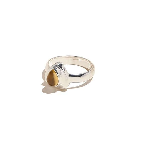 925 Sterling Silver Oval Tiger Eye Ring for Women , Handmade Jewelry | Protective Gemstone Gift _8.5