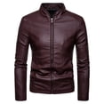 thumbnail image 2 of Chaqueta de cuero con cuello alto confiable de moda coreana para hombre de otoño e invierno, 2 of 5