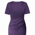 thumbnail image 6 of ZEHJUHAN Women's Solid Color Round Neck Short Sleeve with Cross Hem Ruffles Slim Fit Summer T-Shirt Dress Purple，XXL, 6 of 8