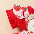 thumbnail image 5 of Hiijoy Girl Short Sleeve Ribbed Strawberry Print Romper Bodysuit Dress Headband Set, 5 of 6