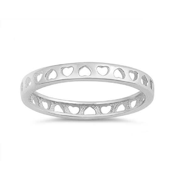Sterling Silver Little Heart Stackable Band Ring