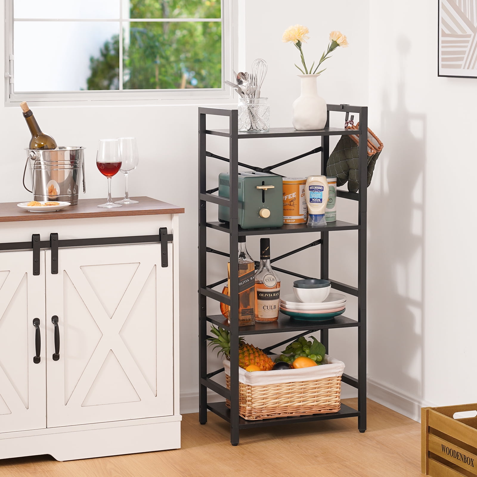4 Tier Bookcase, Small Bookshelf Storage for Bedroom, Living Room, Office Home, Black