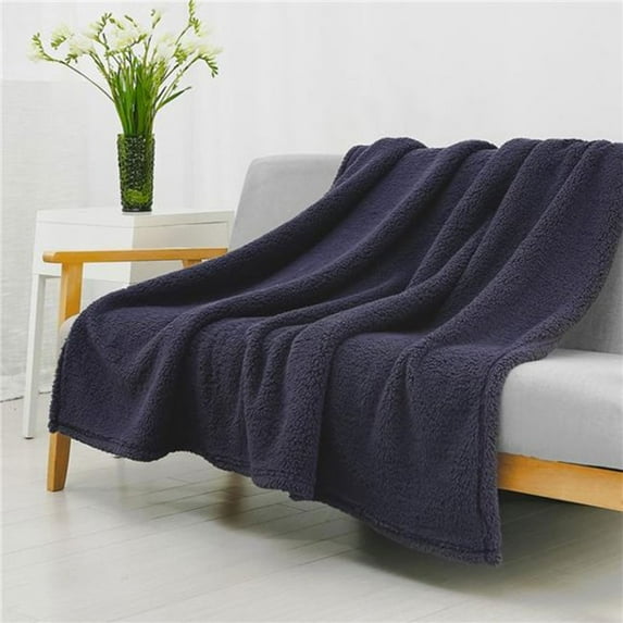 Sedona House KTTW3931 Oversized Sherpa Throw Blanket 60x72 Ink Blue
